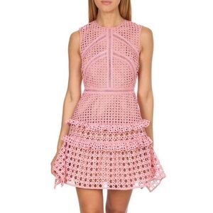 Self-Portrait Crosshatch Frill Mini Dress